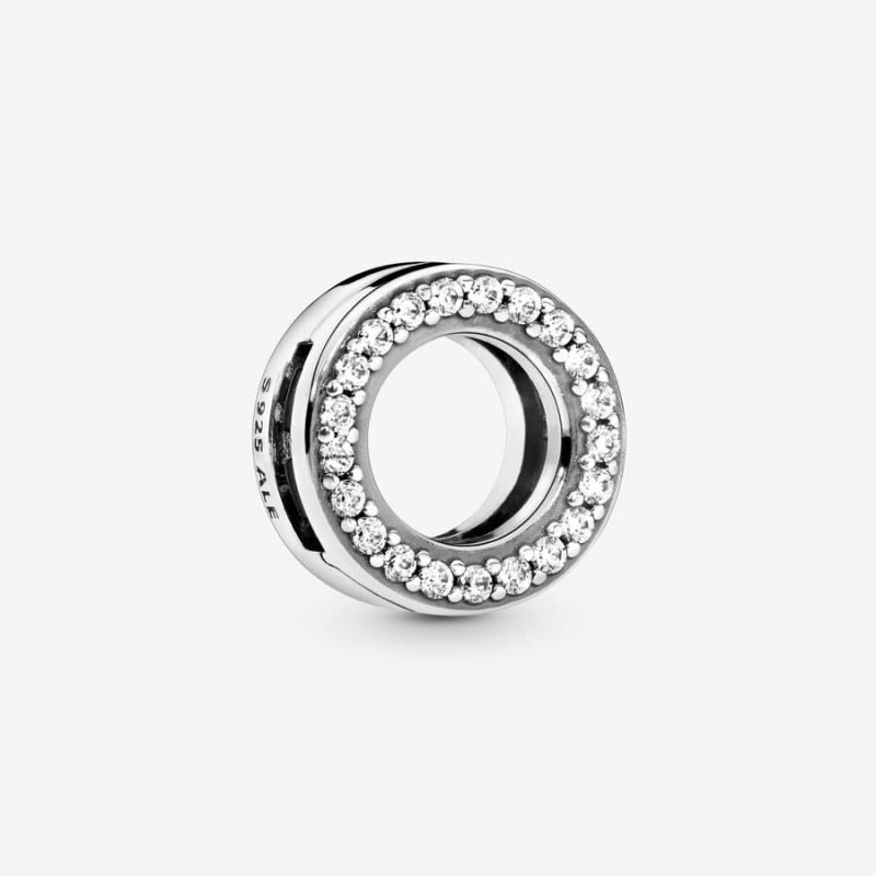 Sterling silver Pandora Circle of Pave Clip Clips | YBESHF-431