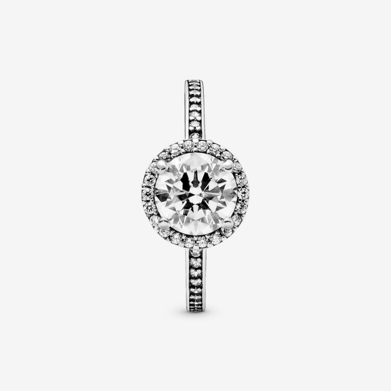 Sterling silver Pandora Classic Elegance with Cubic Zirconia Halo & Solitaire Rings | RVTOBA-574