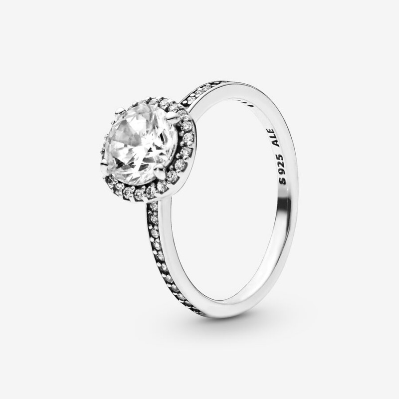 Sterling silver Pandora Classic Elegance with Cubic Zirconia Halo & Solitaire Rings | RVTOBA-574