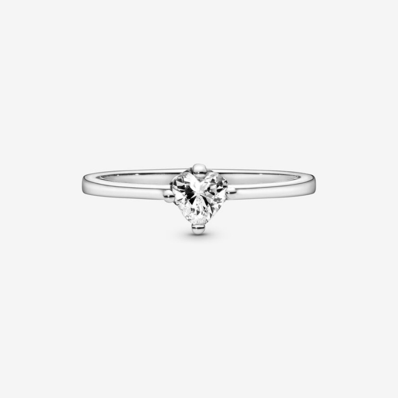 Sterling silver Pandora Clear Halo & Solitaire Rings | QJPYOK-780