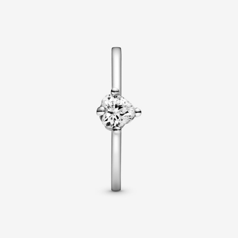 Sterling silver Pandora Clear Halo & Solitaire Rings | QJPYOK-780