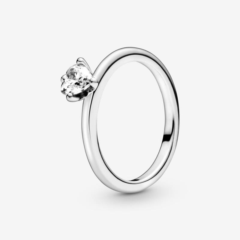 Sterling silver Pandora Clear Halo & Solitaire Rings | QJPYOK-780