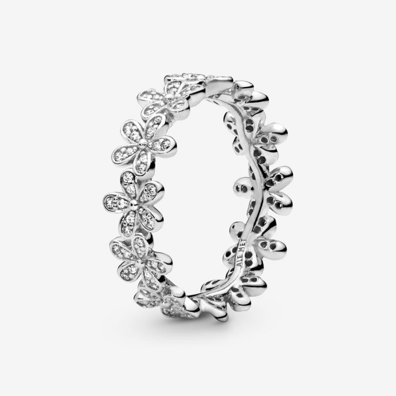 Sterling silver Pandora Dazzling Daisy Meadow with Clear CZ Band Rings | OUWGEA-645