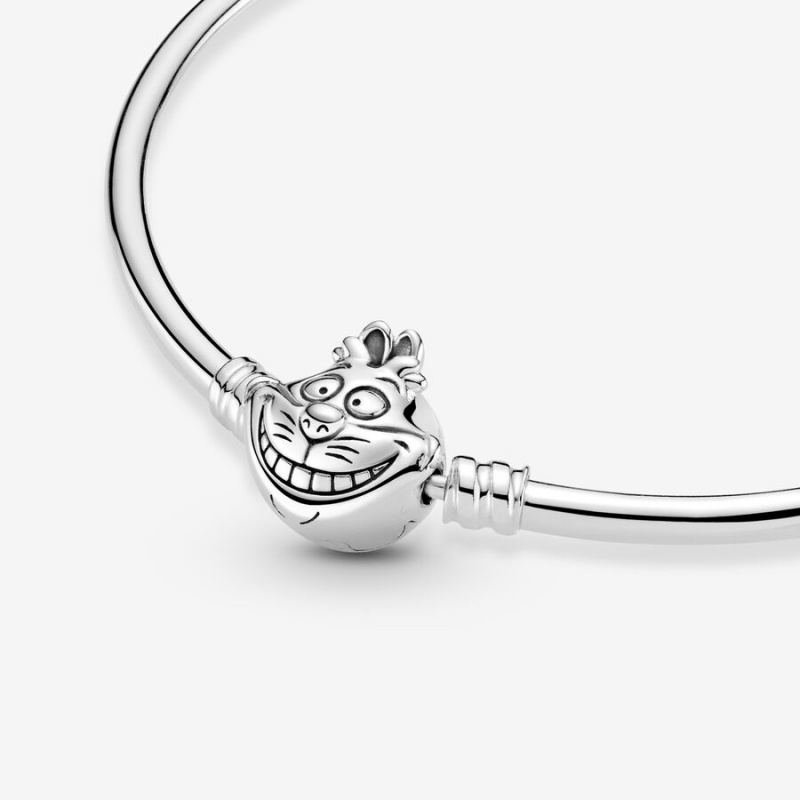 Sterling silver Pandora Disney Alice in Wonderland Cheshire Cat Clasp Moments Bangles | XJTYGQ-968