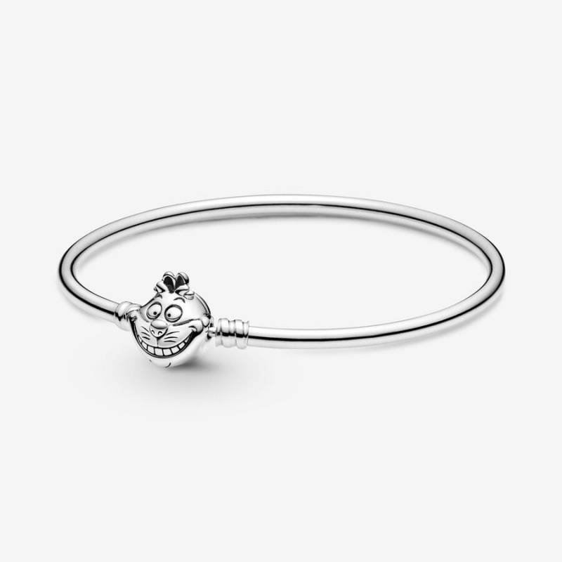 Sterling silver Pandora Disney Alice in Wonderland Cheshire Cat Clasp Moments Bangles | XJTYGQ-968