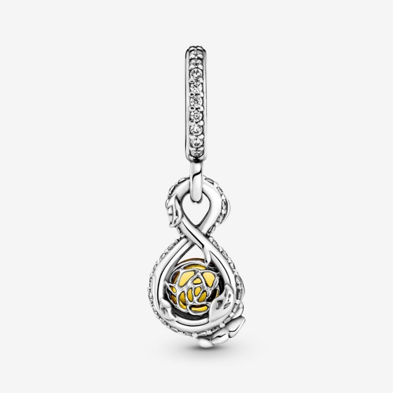 Sterling silver Pandora Disney Belle Infinity & Flower Pendants | KVPJBA-810