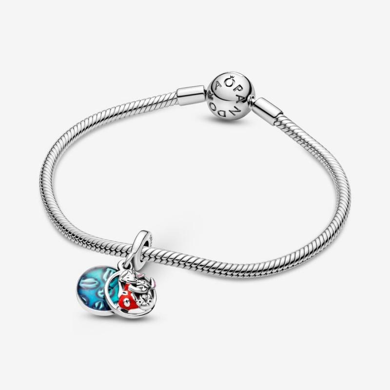 Sterling silver Pandora Disney Lilo & Stitch Family Dangle Charms | YPSJDG-675