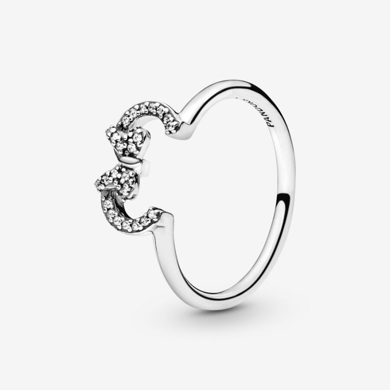 Sterling silver Pandora Disney Mickey Minnie Mouse Silhouette Puzzle Pinky Rings | RVSTHM-439