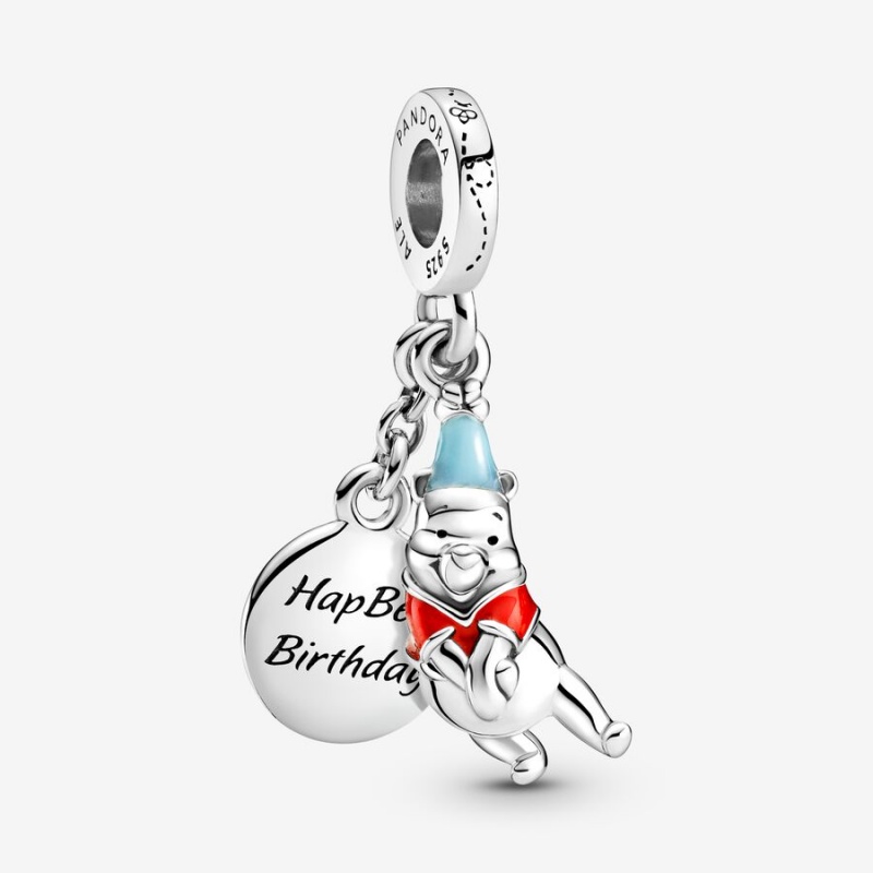 Sterling silver Pandora Disney Winnie the Pooh Birthday Dangle Charms | EDMFZU-967