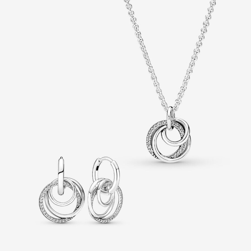 Sterling silver Pandora Family Always Encircled Hoop Earrings | MJVXZA-517