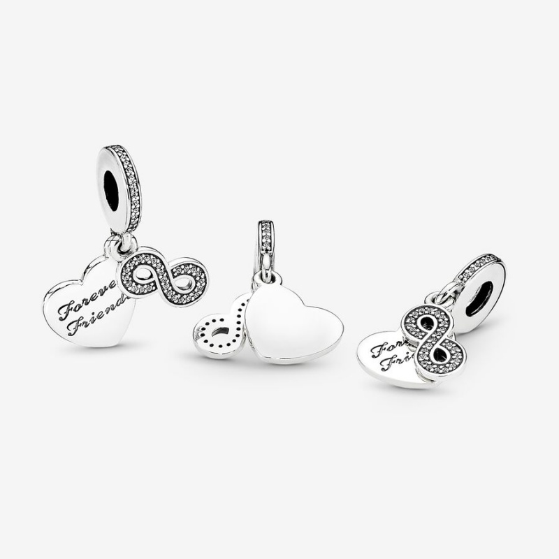 Sterling silver Pandora Forever Friends with Clear CZ Dangle Charms | MHZCFD-280