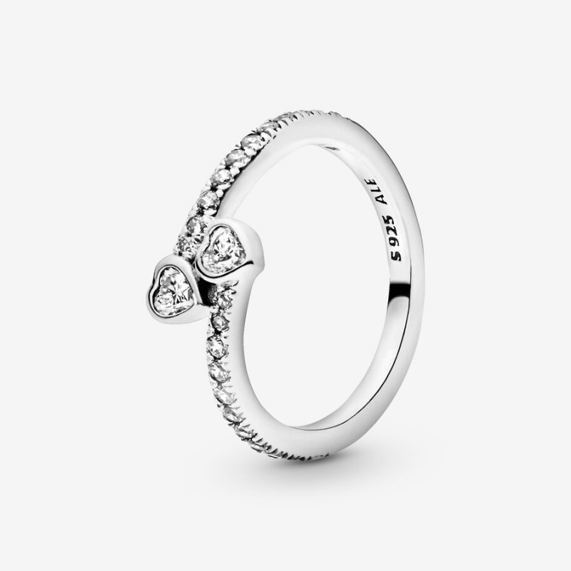 Sterling silver Pandora Forever Hearts with Cubic Zirconia Heart & Promise Rings | RCYODL-750