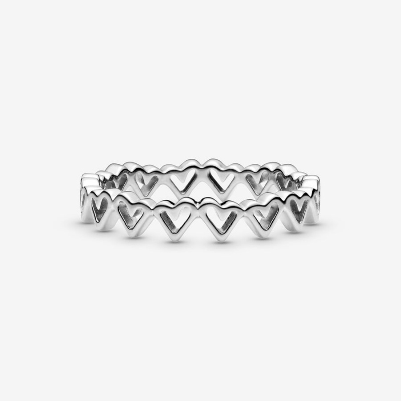 Sterling silver Pandora Freehand Hearts Band Rings | FWKAXB-851