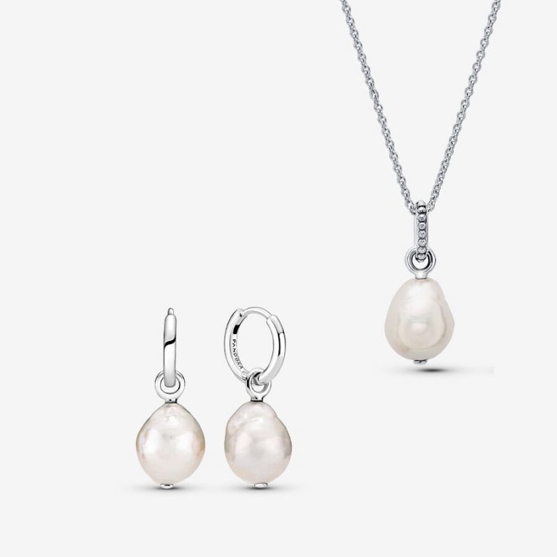 Sterling silver Pandora Freshwater Cultured Baroque Pearl Drop Earrings | DGNVES-439