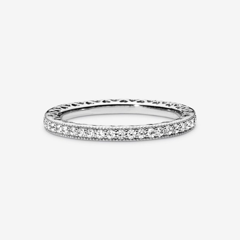 Sterling silver Pandora Hearts of with Cubic Zirconia Band Rings | HMILQF-051