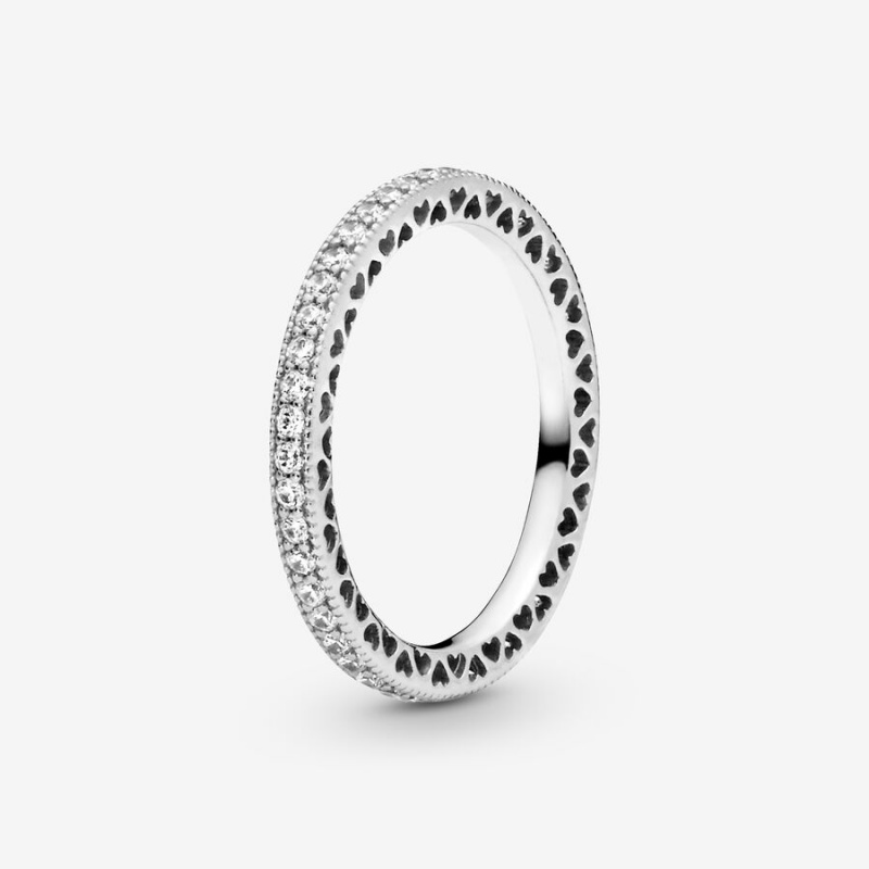 Sterling silver Pandora Hearts of with Cubic Zirconia Band Rings | HMILQF-051