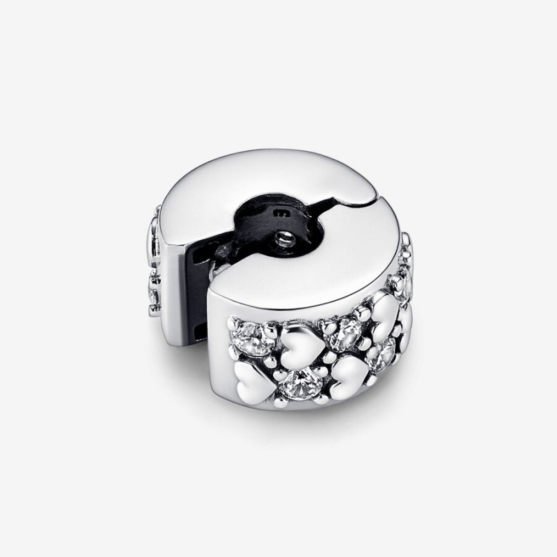 Sterling silver Pandora Infinite Hearts Sparkling Clip Clips | WZSQBP-203