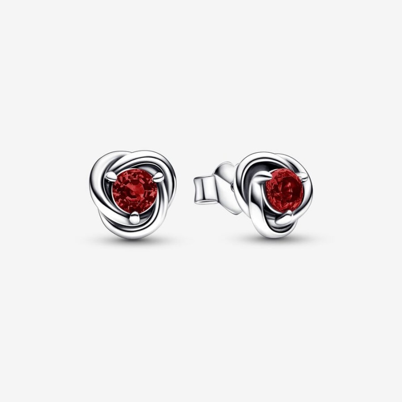 Sterling silver Pandora January Red Eternity Circle Stud Earrings | DRKEGP-843