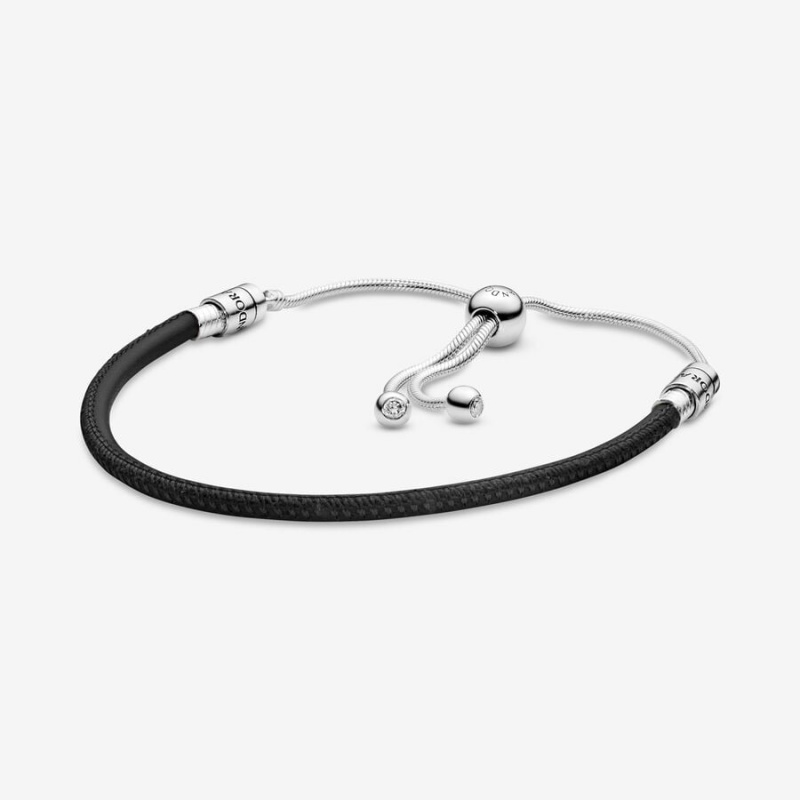 Sterling silver Pandora Leather Slider Leather Bracelets | PRLJVB-791