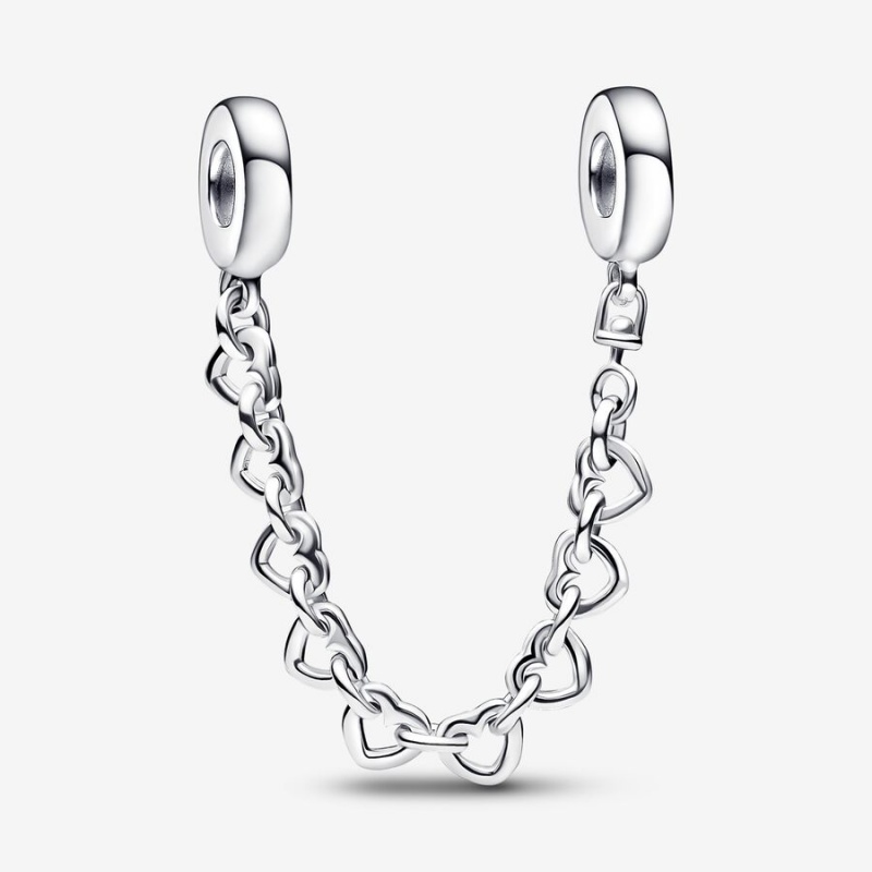 Sterling silver Pandora Linked Hearts Safety Chains | MKGAIZ-498