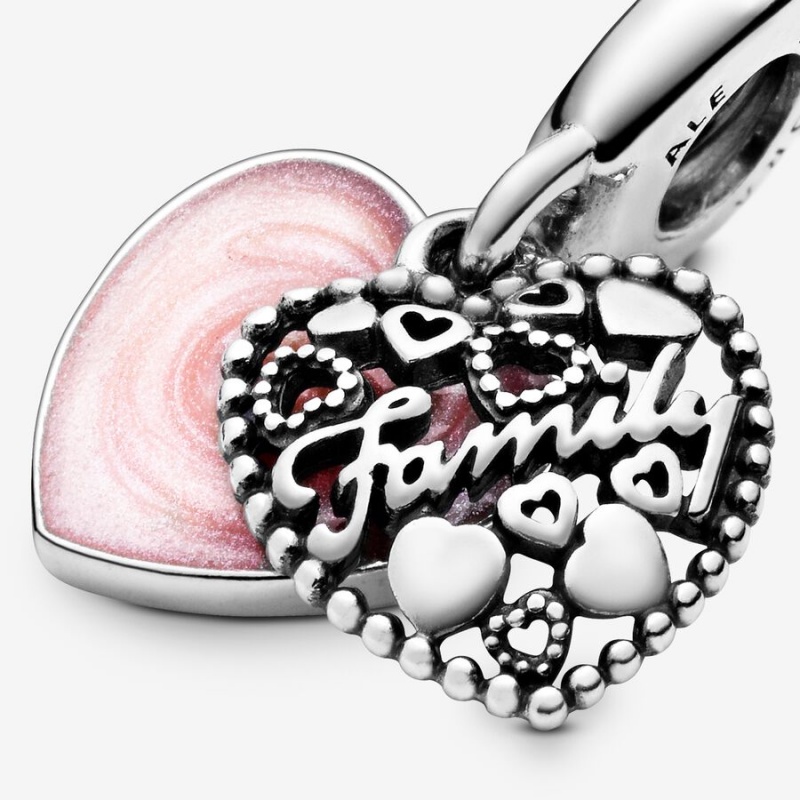 Sterling silver Pandora Love Makes A Family with Pink Dangle Charms | RCSBZH-207