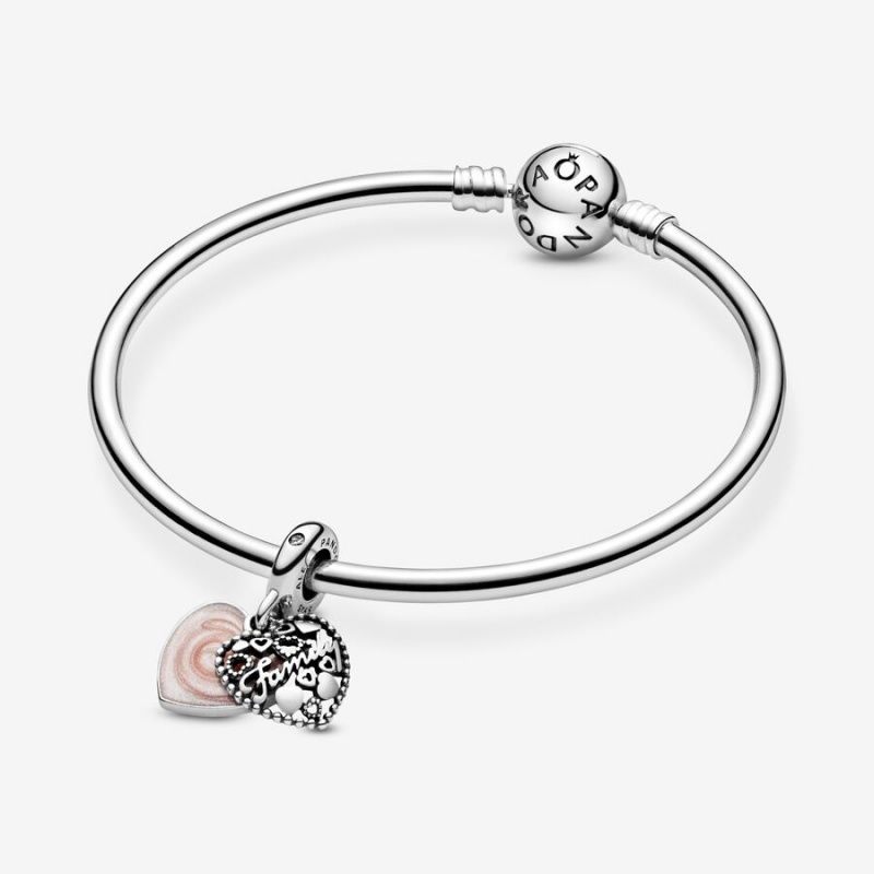 Sterling silver Pandora Love Makes A Family with Pink Dangle Charms | RCSBZH-207