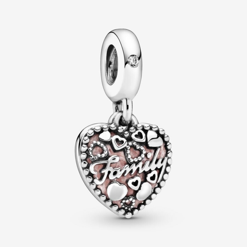 Sterling silver Pandora Love Makes A Family with Pink Dangle Charms | RCSBZH-207