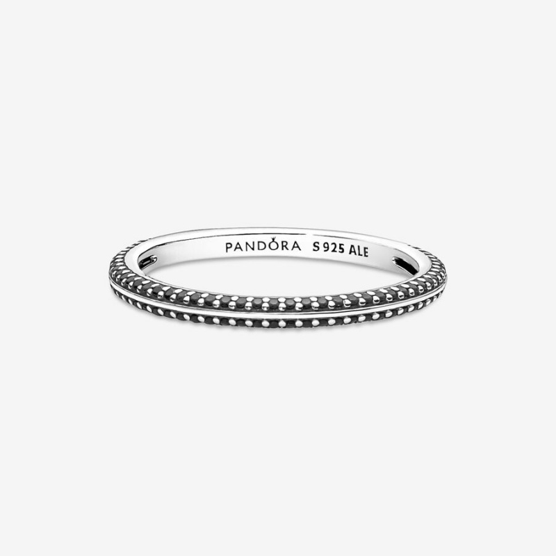 Sterling silver Pandora ME Black Pave Stackable Rings | TQLJPD-624