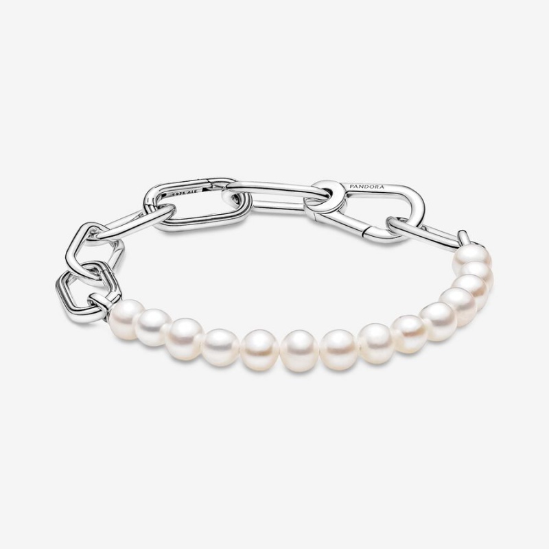 Sterling silver Pandora ME Treated Freshwater Cultured Pearl Link Bracelets | LSOAFZ-710