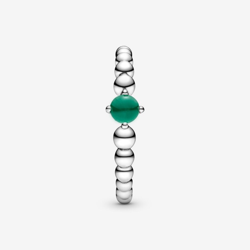 Sterling silver Pandora May Rainforest Green Beaded Birthstone Rings | YSVRZT-328