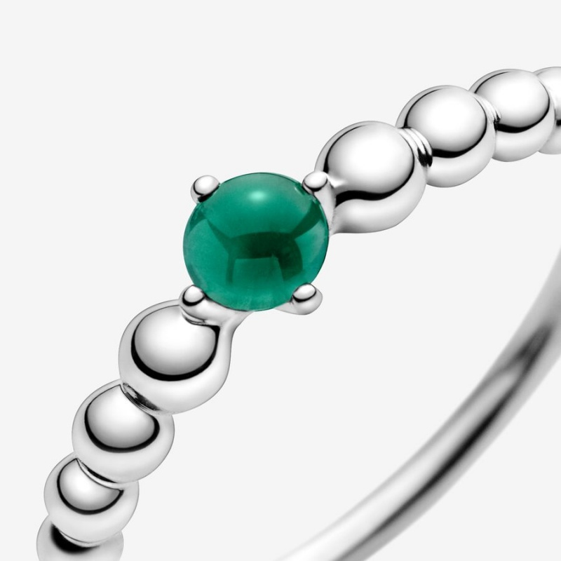 Sterling silver Pandora May Rainforest Green Beaded Birthstone Rings | YSVRZT-328