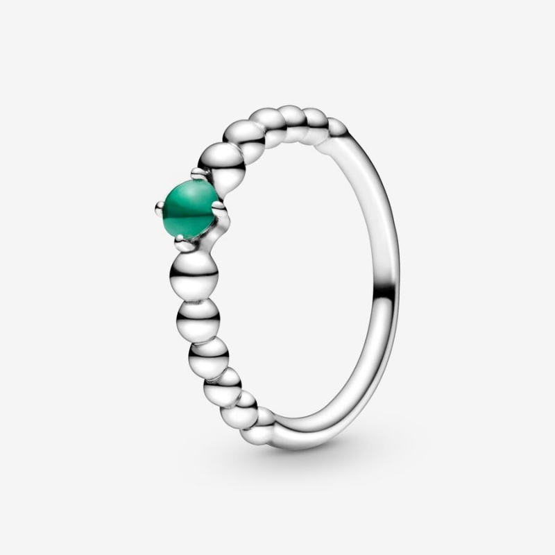 Sterling silver Pandora May Rainforest Green Beaded Birthstone Rings | YSVRZT-328