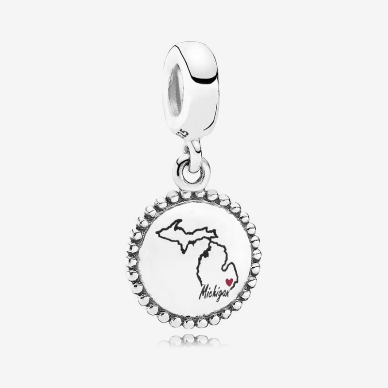 Sterling silver Pandora Michigan State Dangle Charms | XODTKM-982