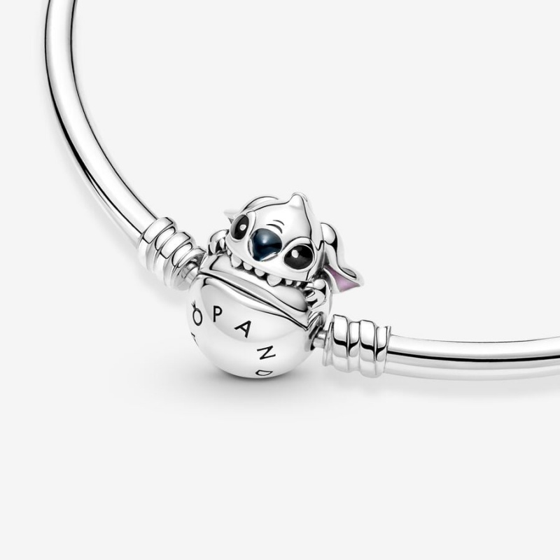 Sterling silver Pandora Moments Disney Stitch Biting Clasp Charm Bracelets | XQPVHY-821