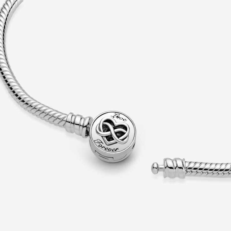 Sterling silver Pandora Moments Infinity Clasp Snake Charm Bracelets | HWCOUV-736