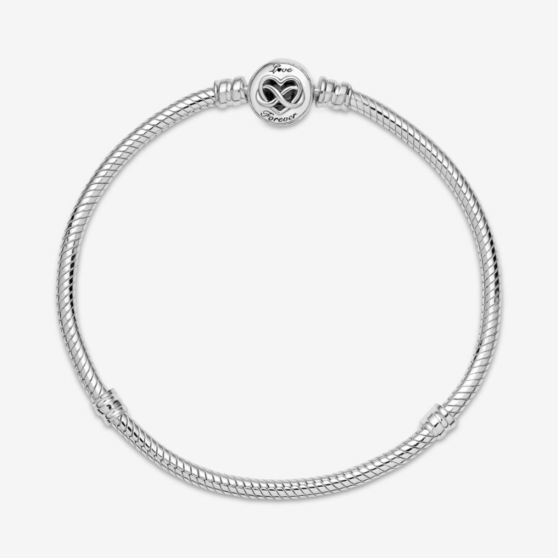 Sterling silver Pandora Moments Infinity Clasp Snake Charm Bracelets | HWCOUV-736