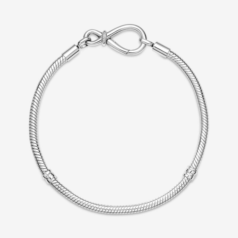 Sterling silver Pandora Moments Infinity Knot Snake Charm Bracelets | PNLZDQ-834