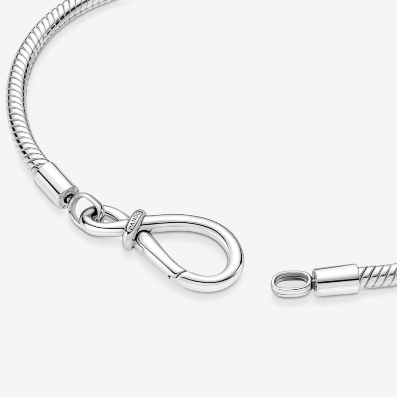 Sterling silver Pandora Moments Infinity Knot Snake Charm Bracelets | PNLZDQ-834