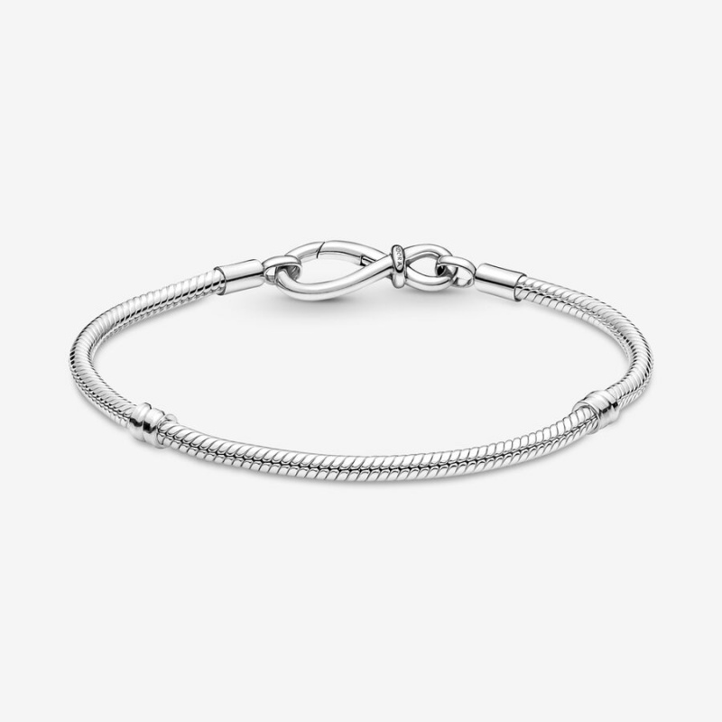 Sterling silver Pandora Moments Infinity Knot Snake Charm Bracelets | PNLZDQ-834