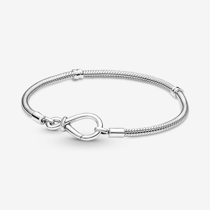 Sterling silver Pandora Moments Infinity Knot Snake Charm Bracelets | PNLZDQ-834