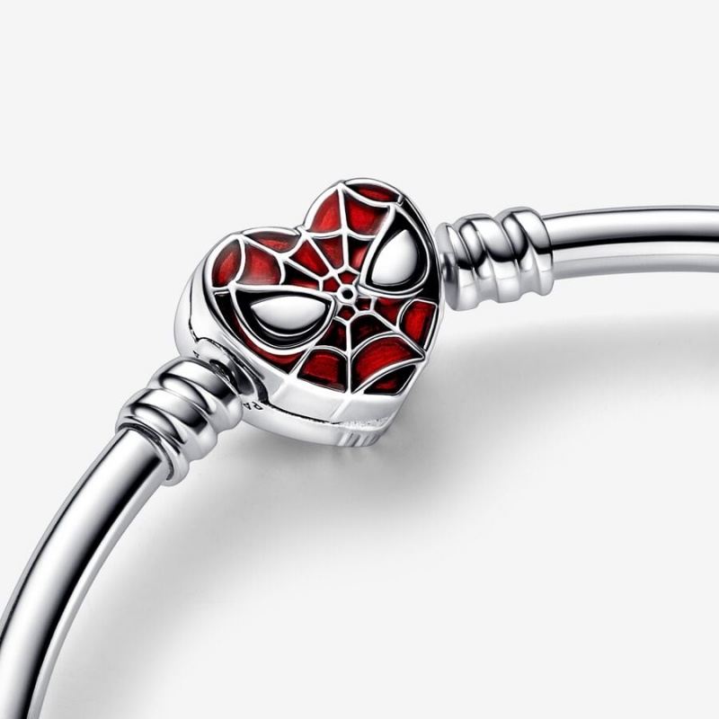 Sterling silver Pandora Moments Marvel Spider-Man Mask Clasp Charm Bracelets | ZSHYBV-438