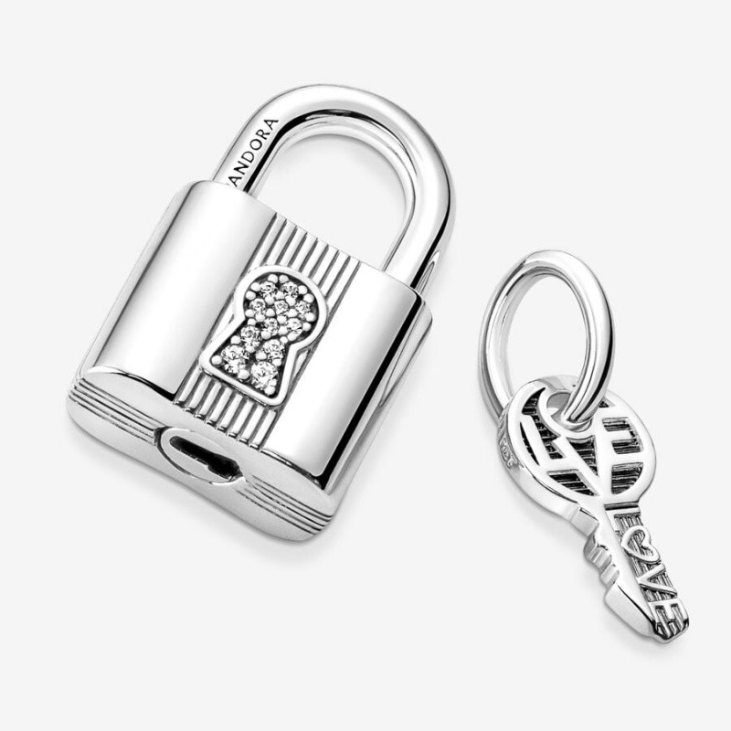 Sterling silver Pandora Moments Padlock & Gift Charm Bracelets | TFMUPC-172