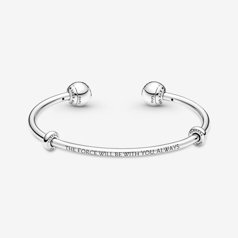 Sterling silver Pandora Moments Star Wars Light & Dark Side Logo Open Bangles | EUITNC-083