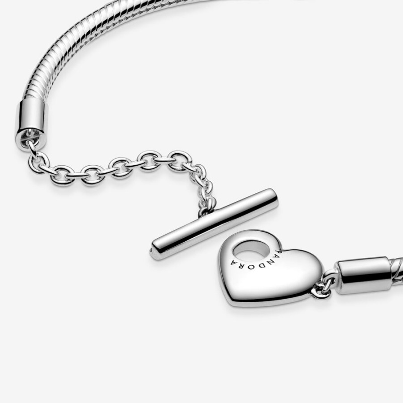 Sterling silver Pandora Moments T-Bar Snake Charm Holders | VQDIGH-168