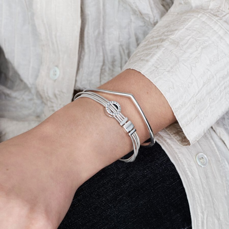 Sterling silver Pandora Multi Snake Chain Bracelets | ILFAZW-413