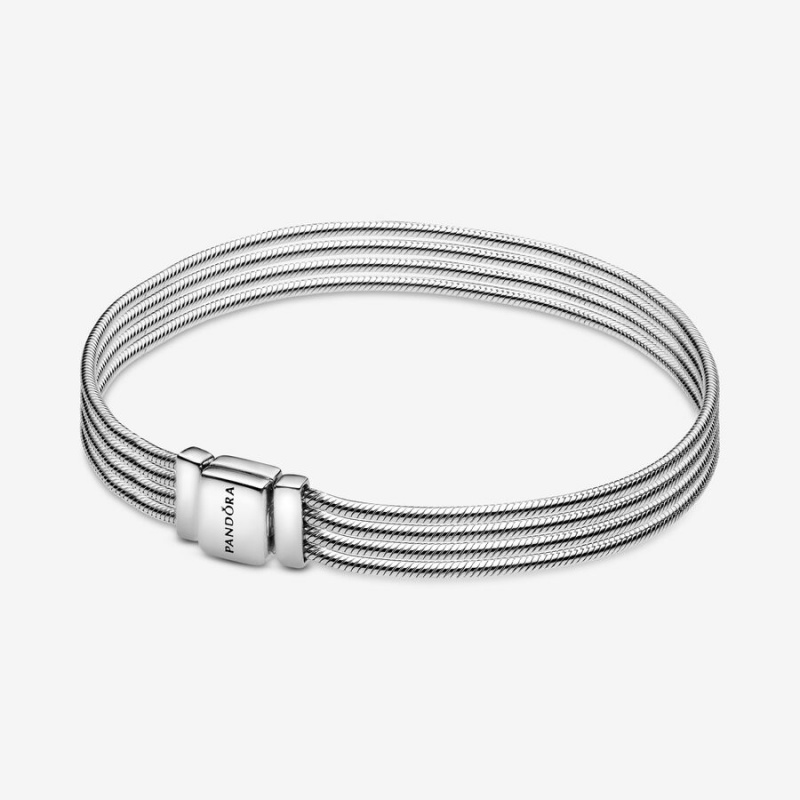 Sterling silver Pandora Multi Snake Chain Bracelets | ILFAZW-413