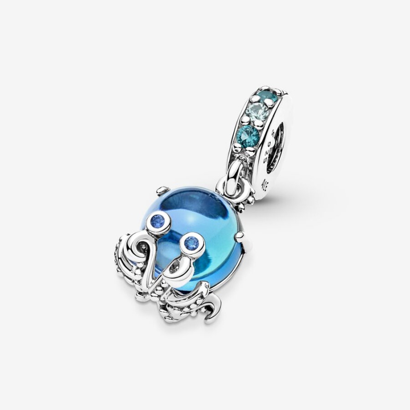 Sterling silver Pandora Murano Glass Cute Octopus Dangle Charms | UEPCWL-493