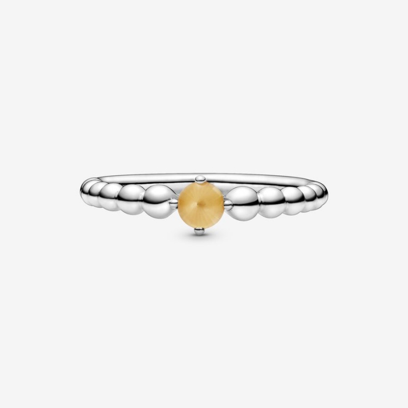 Sterling silver Pandora November Honey Beaded Birthstone Rings | GZQRLE-607