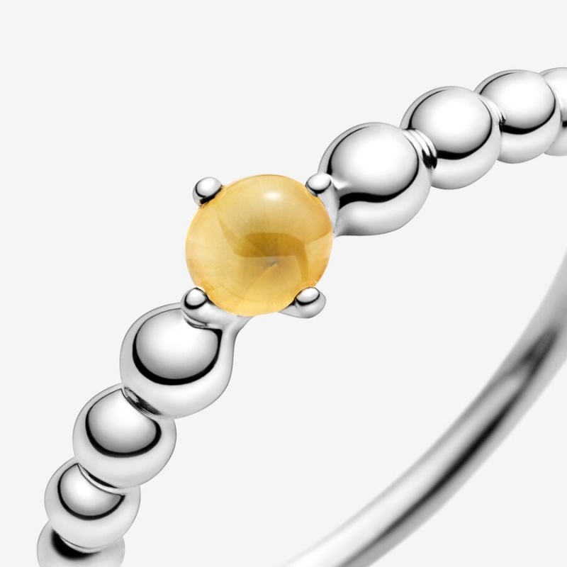 Sterling silver Pandora November Honey Beaded Birthstone Rings | GZQRLE-607