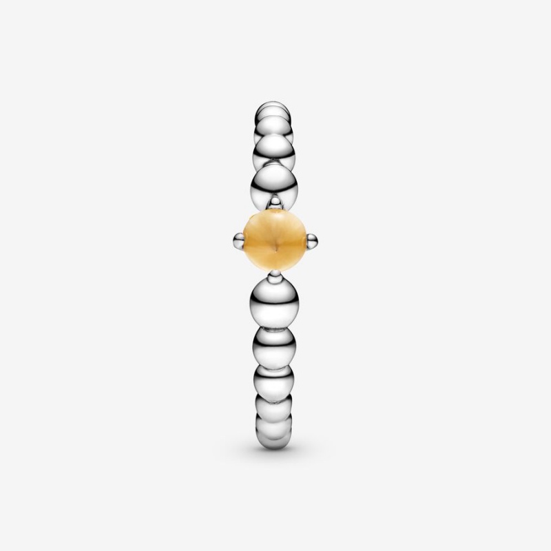 Sterling silver Pandora November Honey Beaded Birthstone Rings | GZQRLE-607